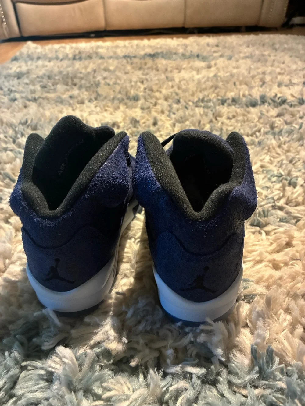 Jordan Men's Navy and Black High-Top Sneakers
